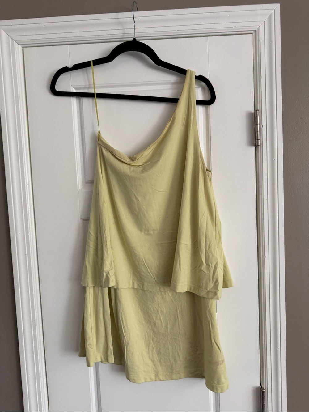 Susana Monaco Light Yellow Layered One-Shoulder Cami